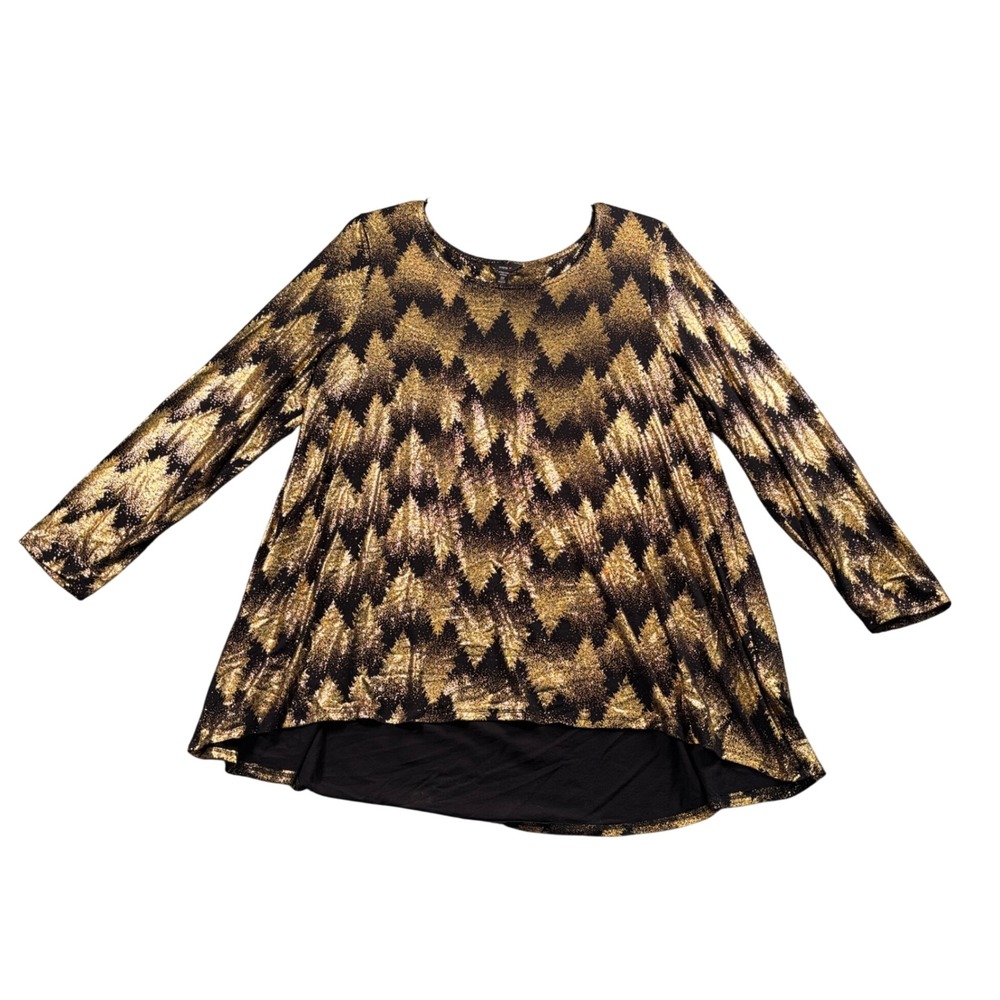 Artsy Metallic Geometric Tunic Top 3X Avant Garde Dark Academia Witchy